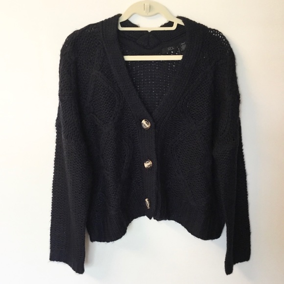 Navy chunky knit cardigan Clearance